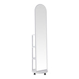 Oglinda pe role cu rafturi Espero, Alb, 34x170 cm - Alb