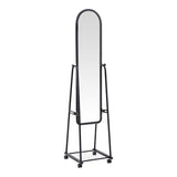 Oglinda pe roti cu raft Lomna, Negru, metal/, 38x37x160 cm - Negru