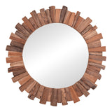 Oglinda Rounder lemn de tec, Natural, 100x100 cm