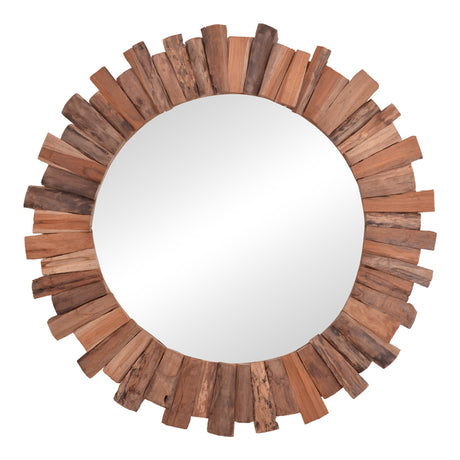 Oglinda Rounder lemn de tec, Natural, 100x100 cm