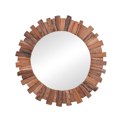 Oglinda Rounder lemn de tec Natural 80x80 cm