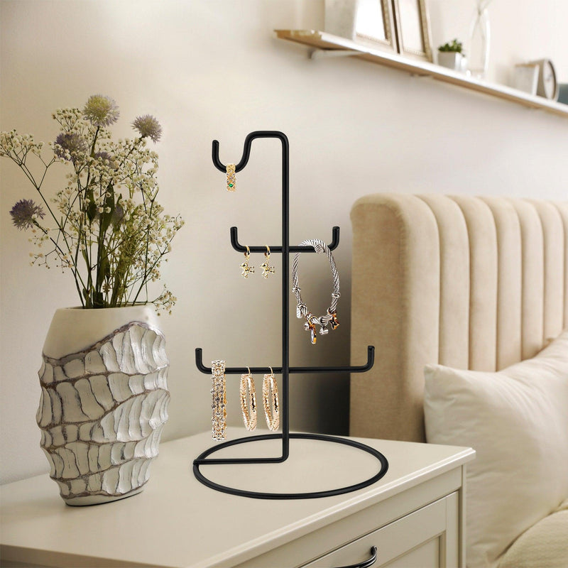 Organizator stand de bijuterii TK-003-B Jewellery Stand Organizer, Negru, 15x27x15 cm, imagine suplimentara