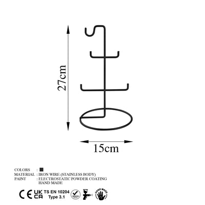 Organizator stand de bijuterii TK-003-B Jewellery Stand Organizer, Negru, 15x27x15 cm, foto produs 8