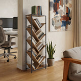 Orunta stejar-negru metal Bibliotecă, Wild Oak - Negru, 40x27x125 cm