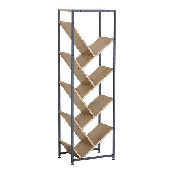 Orunta stejar-negru metal Bibliotecă, Wild Oak - Negru, 40x27x125 cm
