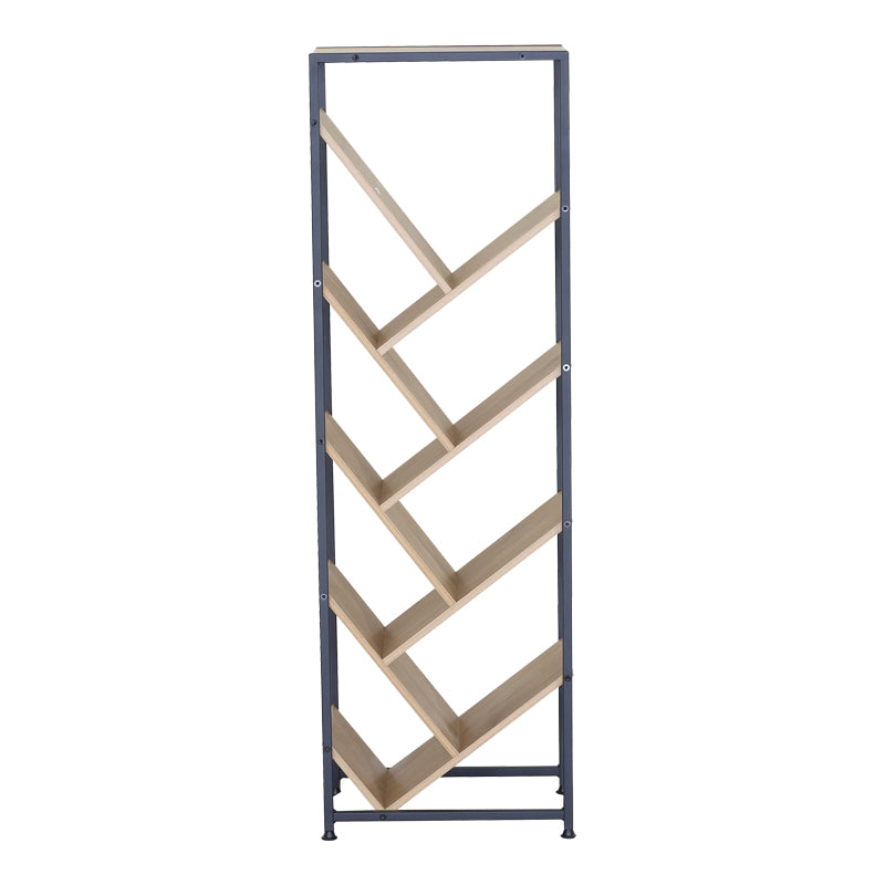 Orunta stejar-negru metal Bibliotecă, Wild Oak - Negru, 40x27x125 cm
