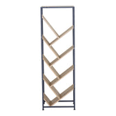 Orunta stejar-negru metal Bibliotecă 40x26.5x125cm, Wild Oak-Negru, 40x26.5x125 cm, Negru-Stejar, vedere laterală, PAL melaminat, metal, pentru living