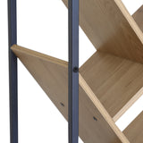 Orunta stejar-negru metal Bibliotecă, Wild Oak - Negru, 40x27x125 cm