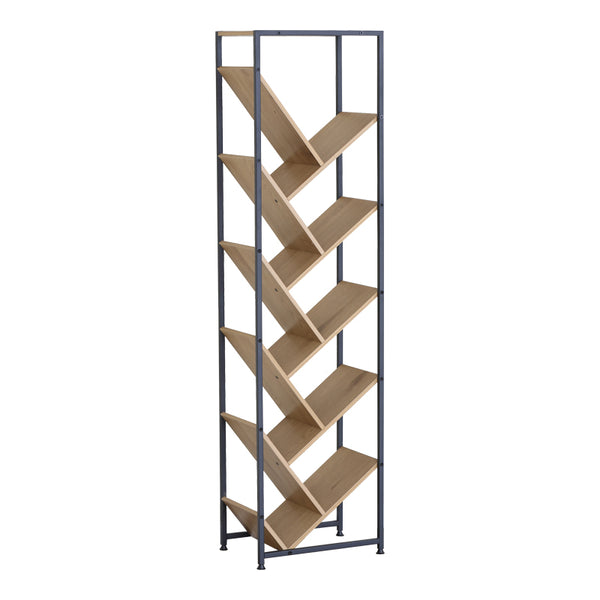 Orunta stejar-negru metal Bibliotecă, Wild Oak - Negru, 40x27x150 cm