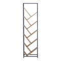 Orunta stejar-negru metal Bibliotecă 40x26.5x150cm, Wild Oak-Negru, 40x26.5x150 cm, Negru-Stejar, vedere laterală, PAL melaminat, metal, pentru living