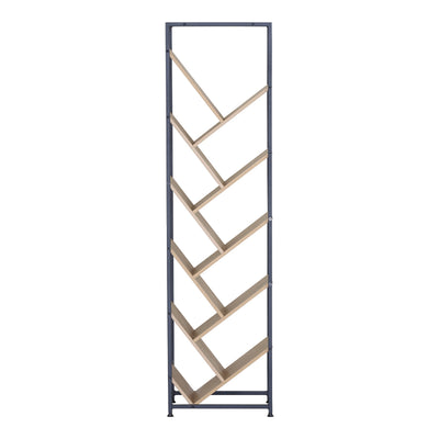 Orunta stejar-negru metal Bibliotecă 40x26.5x150cm, Wild Oak-Negru, 40x26.5x150 cm, Negru-Stejar, vedere laterală, PAL melaminat, metal, pentru living