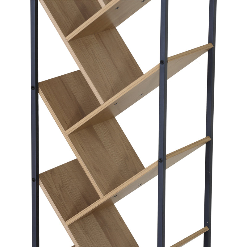 Orunta stejar-negru metal Bibliotecă, Wild Oak - Negru, 40x27x150 cm