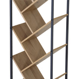 Orunta stejar-negru metal Bibliotecă, Wild Oak - Negru, 40x27x150 cm