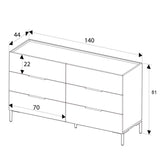 Comoda Adore Oryana, 3 sertare, Alb - Nuc, 140 x 81 x 44 cm