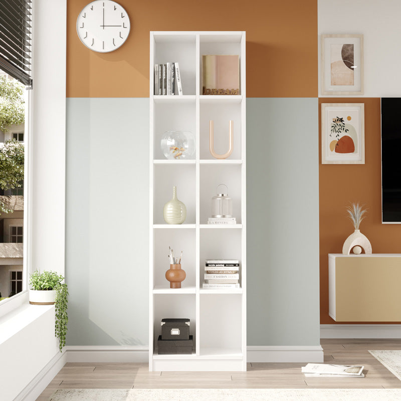Biblioteca Oteca, 10 compartimente, 51x25x180 cm - Alb