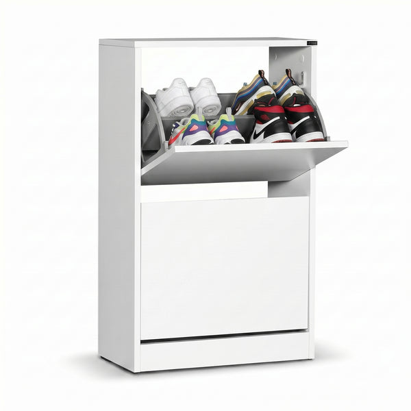 Pantofar Adore Compact, 10 Perechi, 2 Compartimente, Alb - Mov, 51x84x26 cm