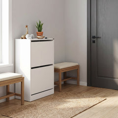 Pantofar Adore Compact, 10 Perechi, 2 Compartimente, Alb - Mov, 51x84x26 cm
