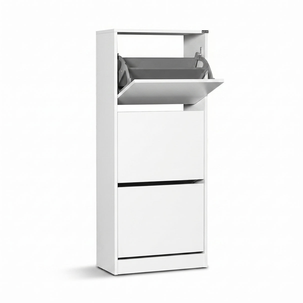 Pantofar Adore Compact Plus, 12 Perechi, 3 Compartimente, Alb - Stejar - Mov, 51x119x26 cm - Alb