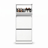 Pantofar Adore Compact Plus, 12 Perechi, 3 Compartimente, Alb - Stejar - Mov, 51x119x26 cm - Alb