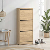 Pantofar Adore Compact Plus, 12 Perechi, 3 Compartimente, Alb - Stejar - Mov, 51x119x26 cm - Stejar