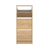 Pantofar Adore Compact Plus, 12 Perechi, 3 Compartimente, Alb - Stejar - Mov, 51x119x26 cm - Stejar