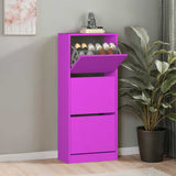 Pantofar Adore Compact Plus, 12 Perechi, 3 Compartimente, Alb - Stejar - Mov, 51x119x26 cm - Mov