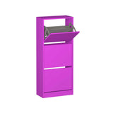 Pantofar Adore Compact Plus, 12 Perechi, 3 Compartimente, Alb - Stejar - Mov, 51x119x26 cm - Mov