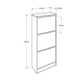 Pantofar Adore Compact Plus, 12 Perechi, 3 Compartimente, Alb - Stejar - Mov, 51x119x26 cm - Mov