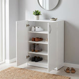 Pantofar Adore Double, 2 usi, 3 rafturi, capacitate 12-16 perechi, Alb, 70x90x33 cm