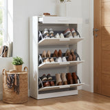 Pantofar Adore Extra, 3 compartimente, capacitate 18 perechi incaltaminte, Alb - Nuc, 75x128x29 cm - Alb