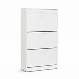 Pantofar Adore Extra, 3 compartimente, capacitate 18 perechi incaltaminte, Alb - Nuc, 75x128x29 cm - Alb