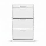 Pantofar Adore Extra, 3 compartimente, capacitate 18 perechi incaltaminte, Alb - Nuc, 75x128x29 cm - Alb