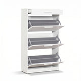 Pantofar Adore Extra, 3 compartimente, capacitate 18 perechi incaltaminte, Alb - Nuc, 75x128x29 cm - Alb