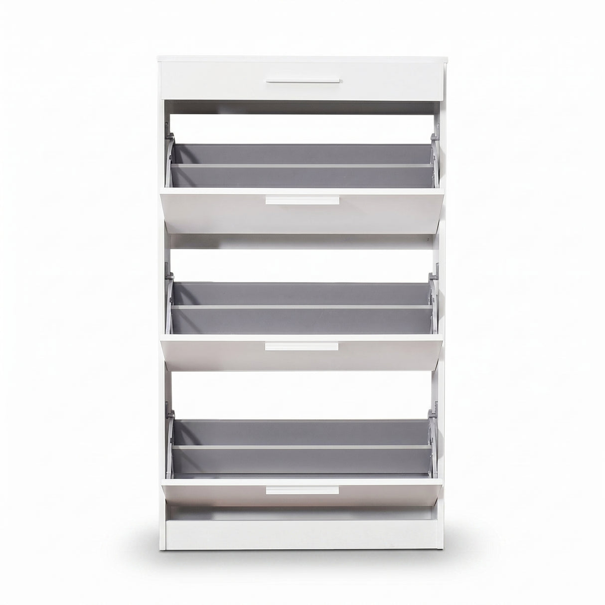 Pantofar Adore Extra, 3 compartimente, capacitate 18 perechi incaltaminte, Alb - Nuc, 75x128x29 cm - Alb