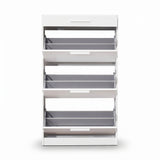 Pantofar Adore Extra, 3 compartimente, capacitate 18 perechi incaltaminte, Alb - Nuc, 75x128x29 cm - Alb