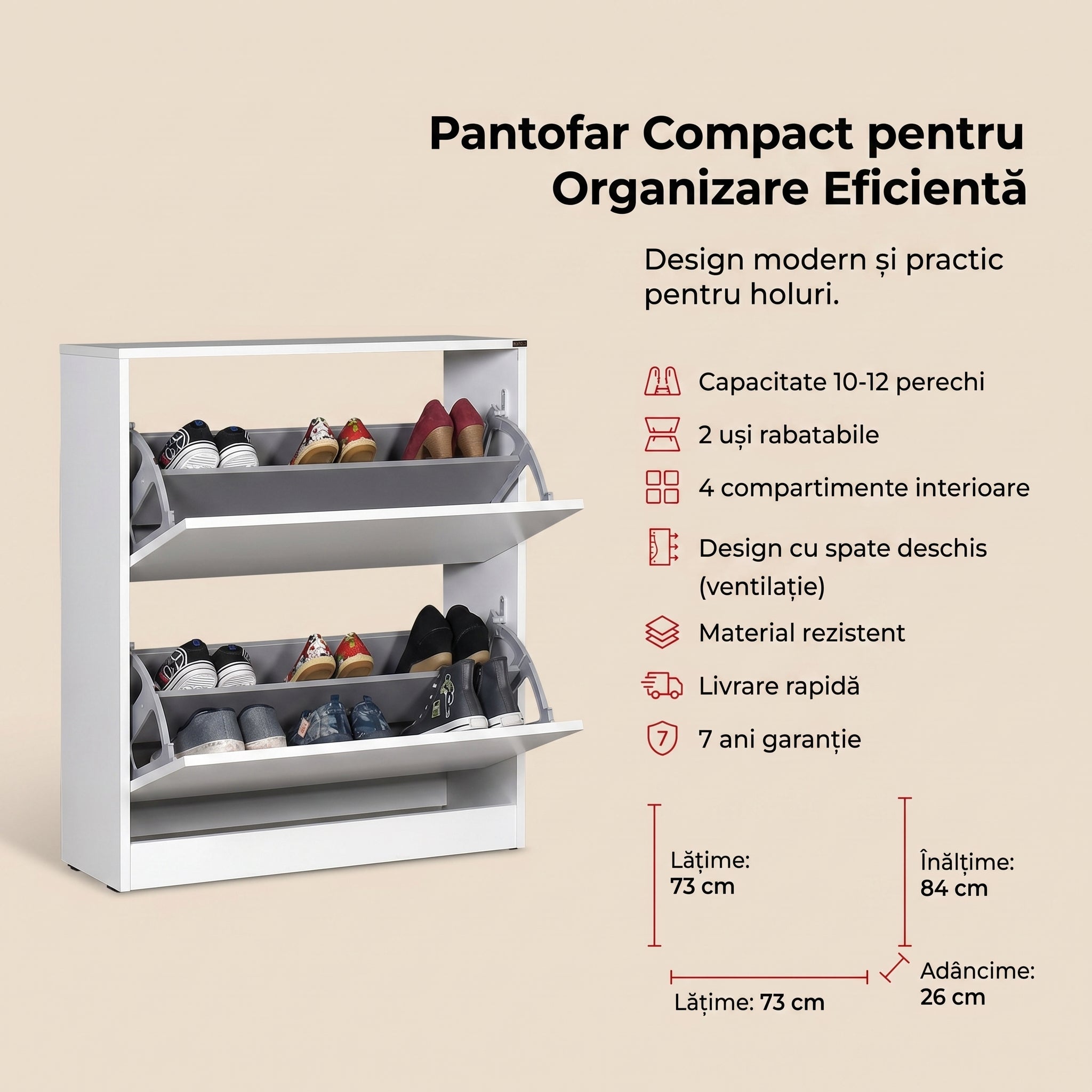 manmandoridoriページ Pantofar Adore Max, 12 Perechi, 2 Compartimente, 73x84x26 cm