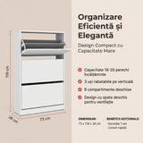 Pantofar Adore Max Plus, 18 Perechi, 3 Compartimente, 73x119x26 cm - Alb