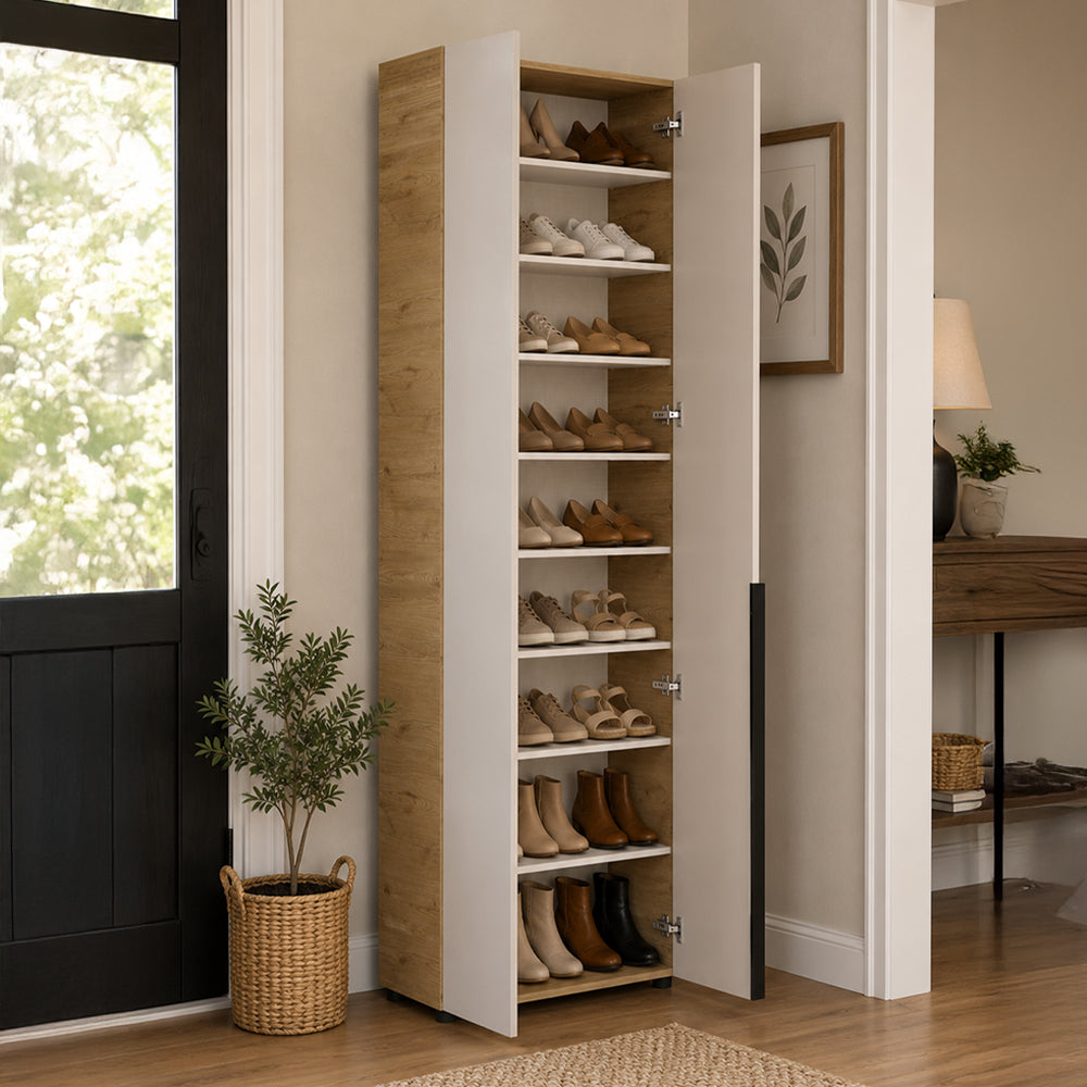 Pantofar Adore Porto, 10 rafturi, Stejar - Bej, 72x210x34 cm