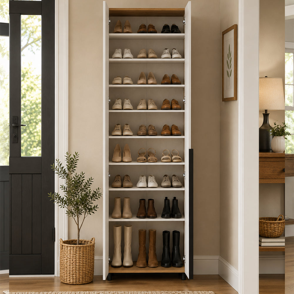 Pantofar Adore Porto, 10 rafturi, Stejar - Bej, 72x210x34 cm