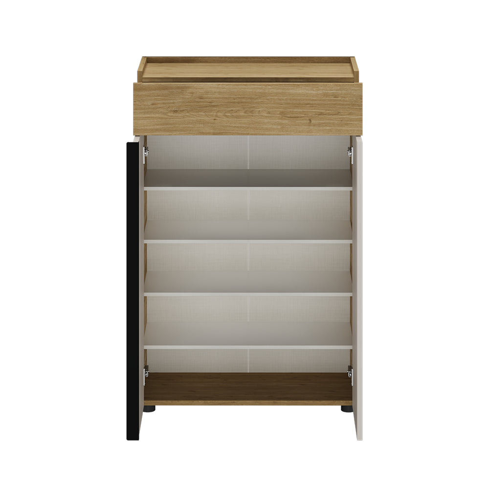 Pantofar Adore Porto, 2 usi, 1 sertar si 5 rafturi, Stejar - Bej, 72x111x34 cm