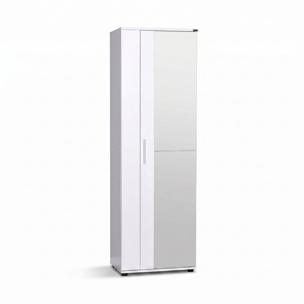 Pantofar Adore Porto, 2 usi reversibile cu oglinda, 10 rafturi, capacitate 28 perechi, 60 x 187 x 36 cm - Alb