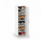 Pantofar Adore Porto, 2 usi reversibile cu oglinda, 10 rafturi, capacitate 28 perechi, 60 x 187 x 36 cm - Alb