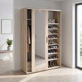Pantofar Adore Porto cu cuier, 2 usi cu oglinda, 12 rafturi, capacitate 35 perechi incaltaminte, 120 x 212 x 40 Cm
