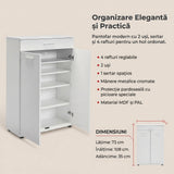 Dulap Multifuncțional pentru Hol, Baie sau Bucătărie, 2 Uși, 1 Sertar, 73 x 108 x 35 cm - Alb