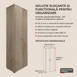 Dulap pantofi cu functie organizare Racka, Lemn, Alb, 58x34x186 cm - Stejar