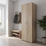 Dulap pantofi cu functie organizare Racka, Lemn, Alb, 58x34x186 cm - Stejar