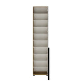 Pantofar cu oglinda Adore Porto, 1 usa si 10 compartimente, Stejar - Bej, 47x210x34 cm