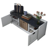 Pantofar cu taburet Tadic, Alb, 120 x 45 x 40 cm