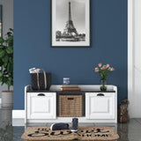 Pantofar cu taburet Tadic, Alb, 120 x 45 x 40 cm