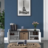 Pantofar cu taburet Tadic, Alb, 120 x 45 x 40 cm